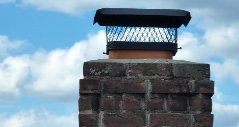 Chimney and roof detail on a residential roofing project