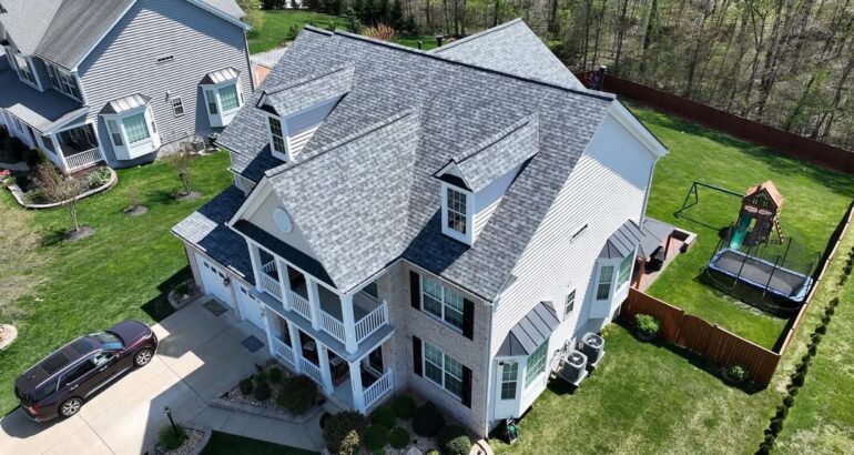 Completed roof replacement on a large residential home in Northern VA